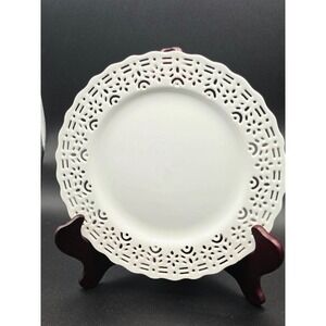 Pier 1 Imports Doily Lace‎ Dessert Salad Plate White Porcelain 7.5"